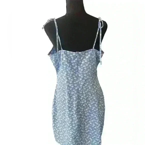 👗 Tie Spaghetti Strap Lt. Blue/white Daisy 🌼 SunDress - Picture 3 of 3